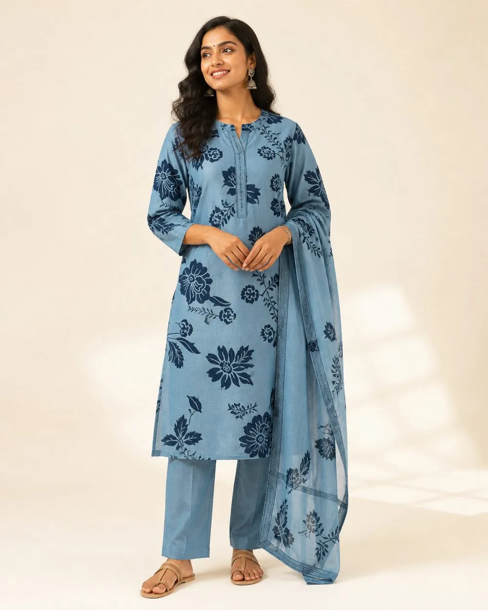 Painted Petals Churidar Fabric photo 2