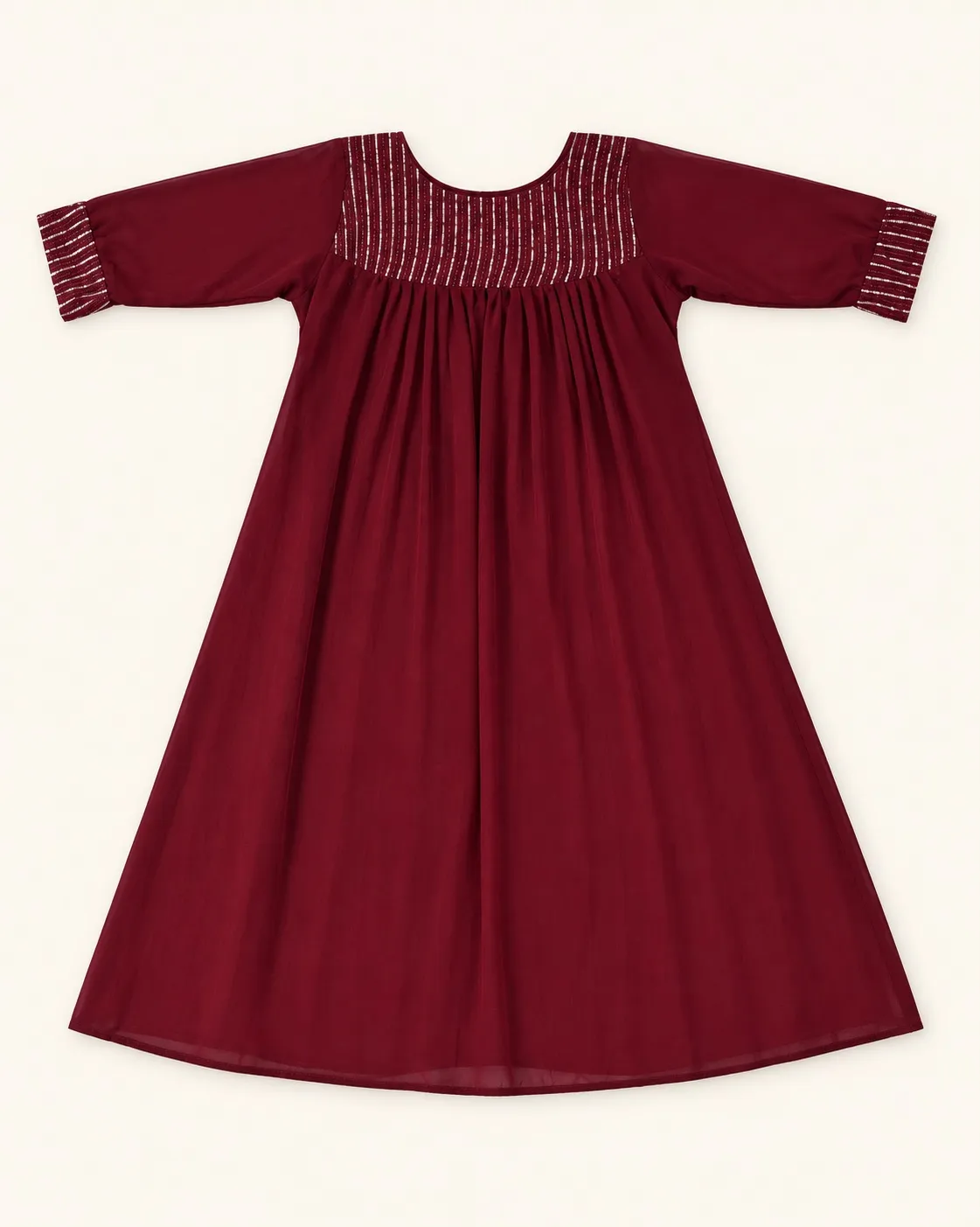 Wine Pleated Flared Kurti photo 2