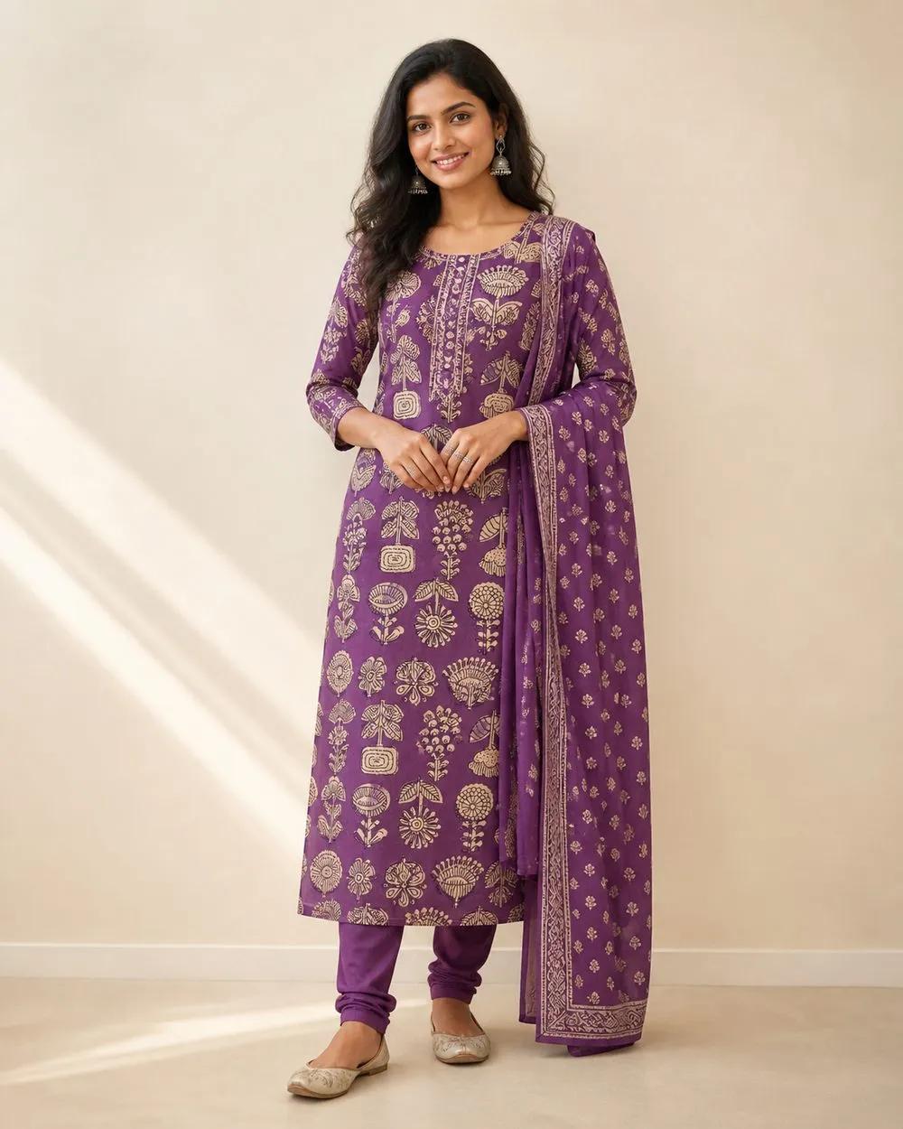 Heritage  Churidar Fabric - Royal Purple photo 2