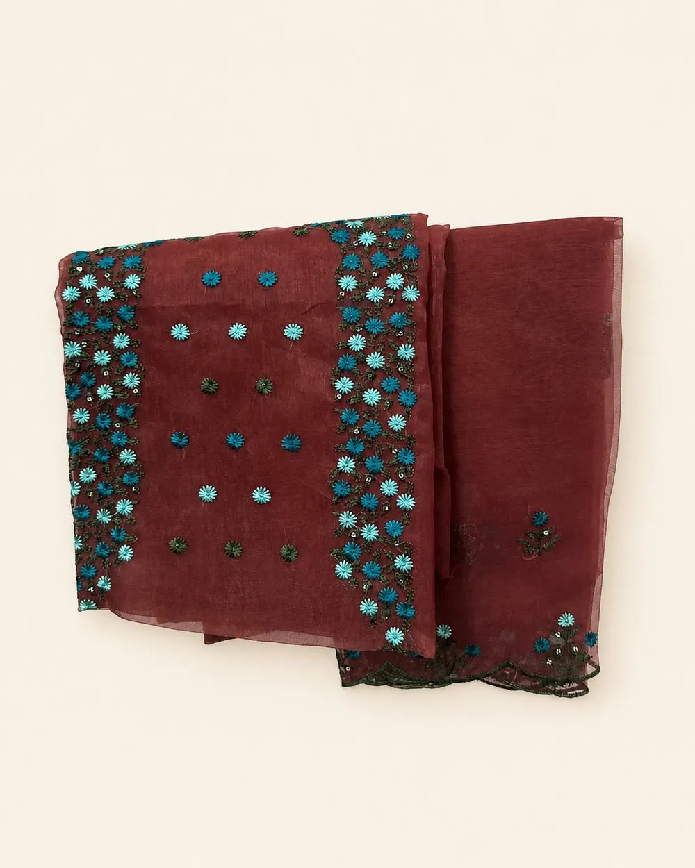 Rosewood Garden Churidar Fabric - Rust and Teal