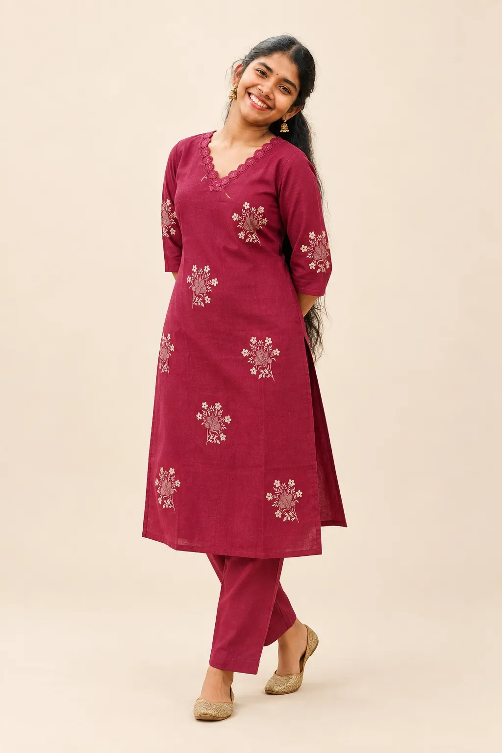Berry Floral Straight Top