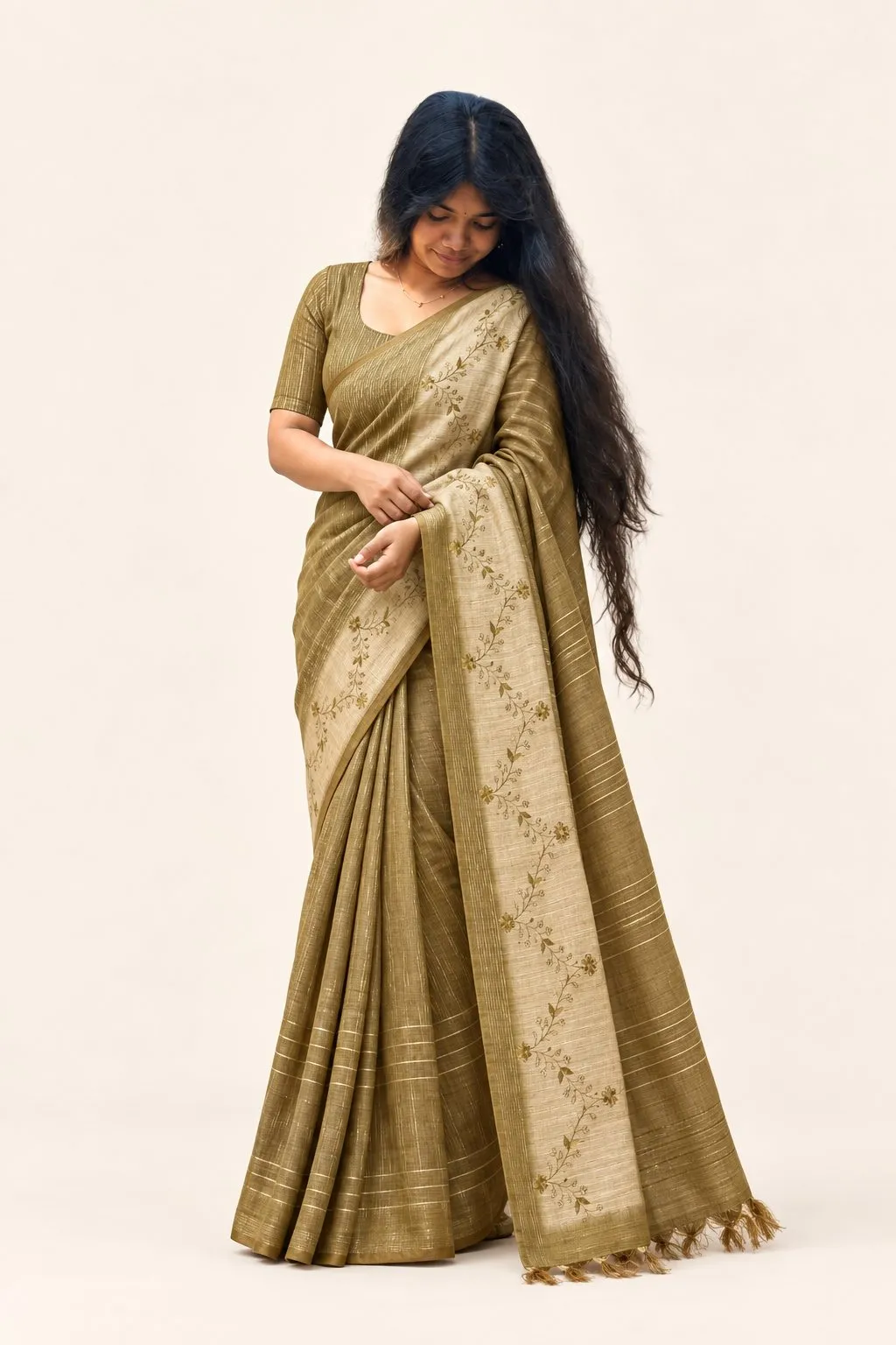 Olive Chandni Bloom Saree
