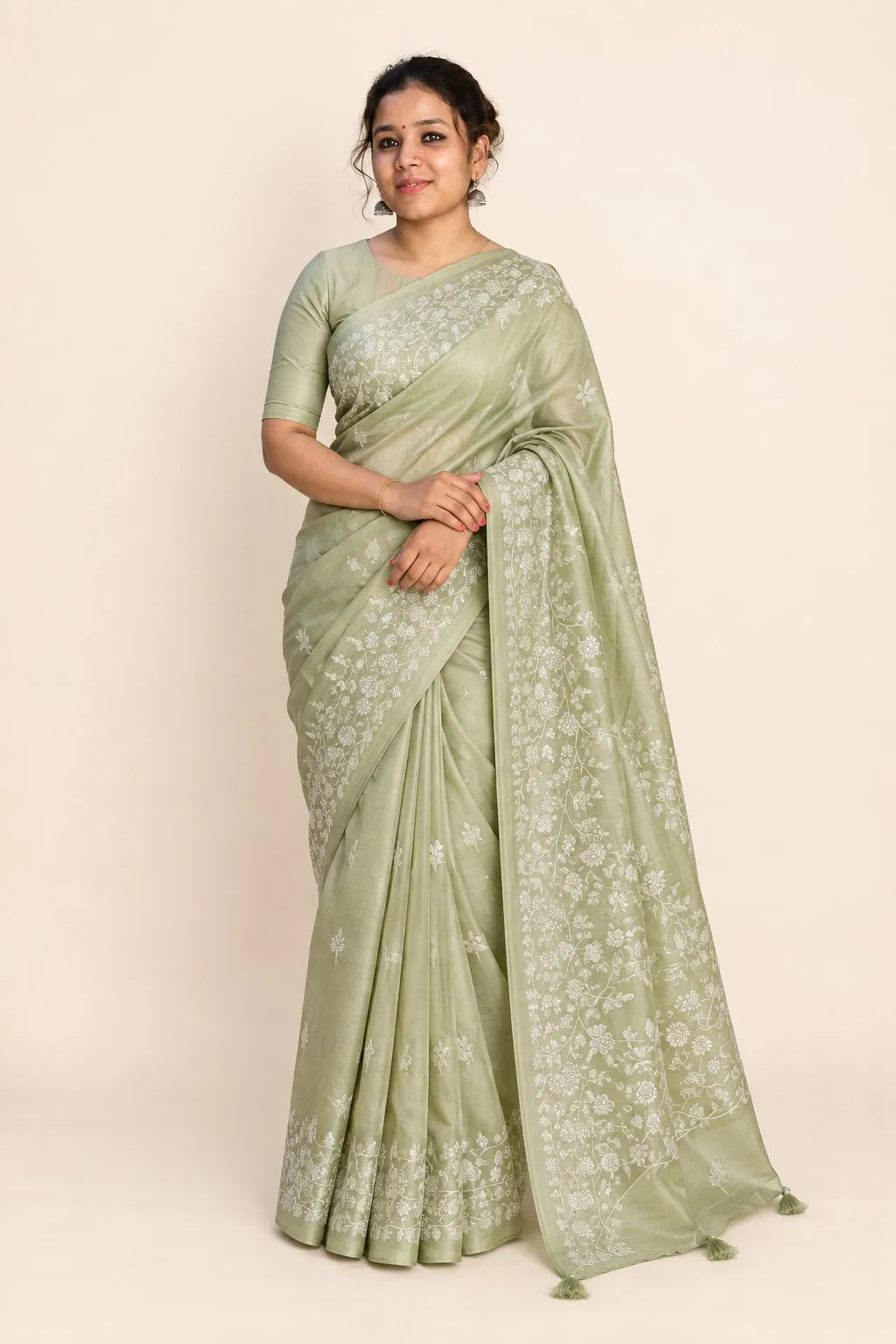 Pista Ujala Floral Saree