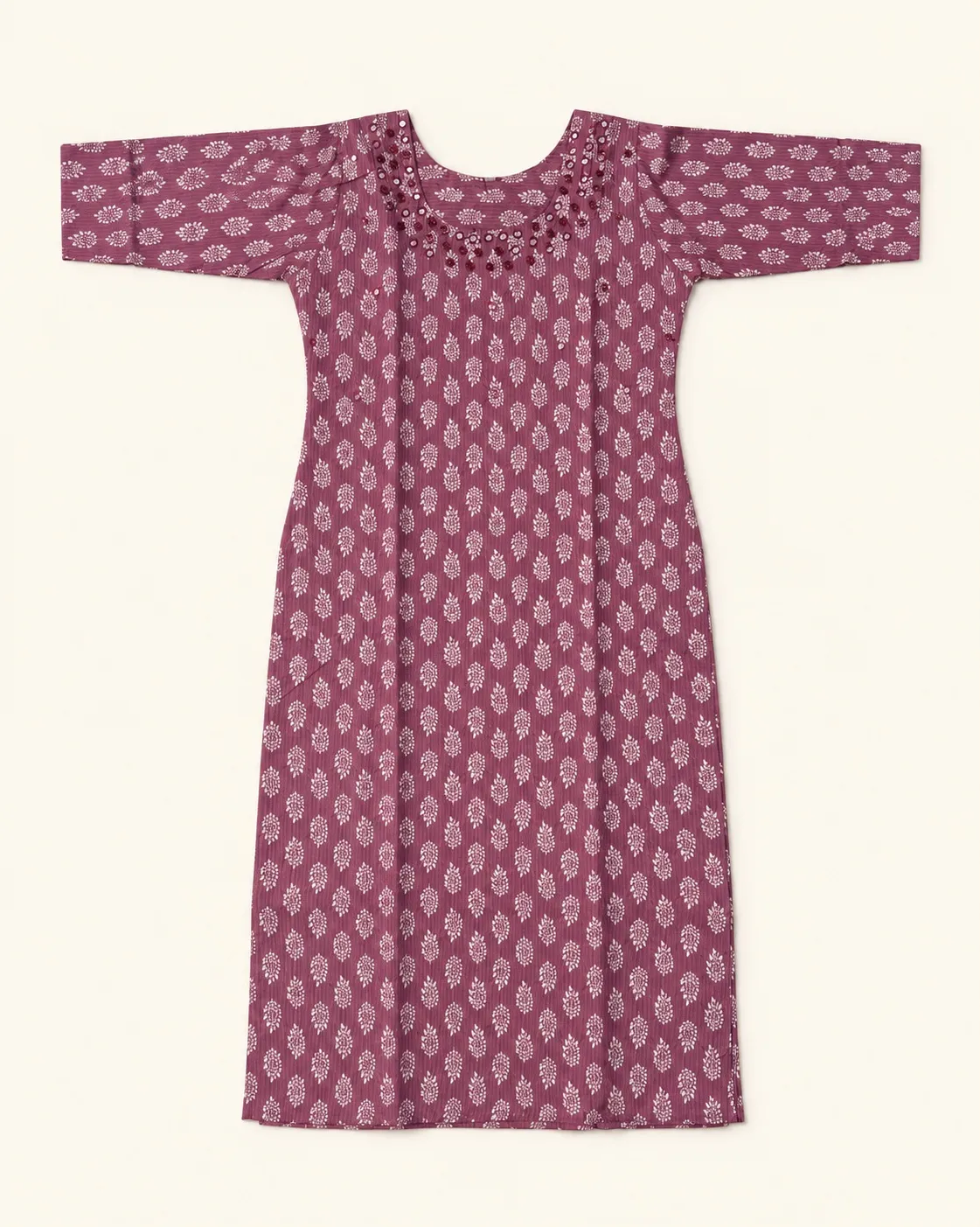 Berry Printed Straight Kurti photo 2