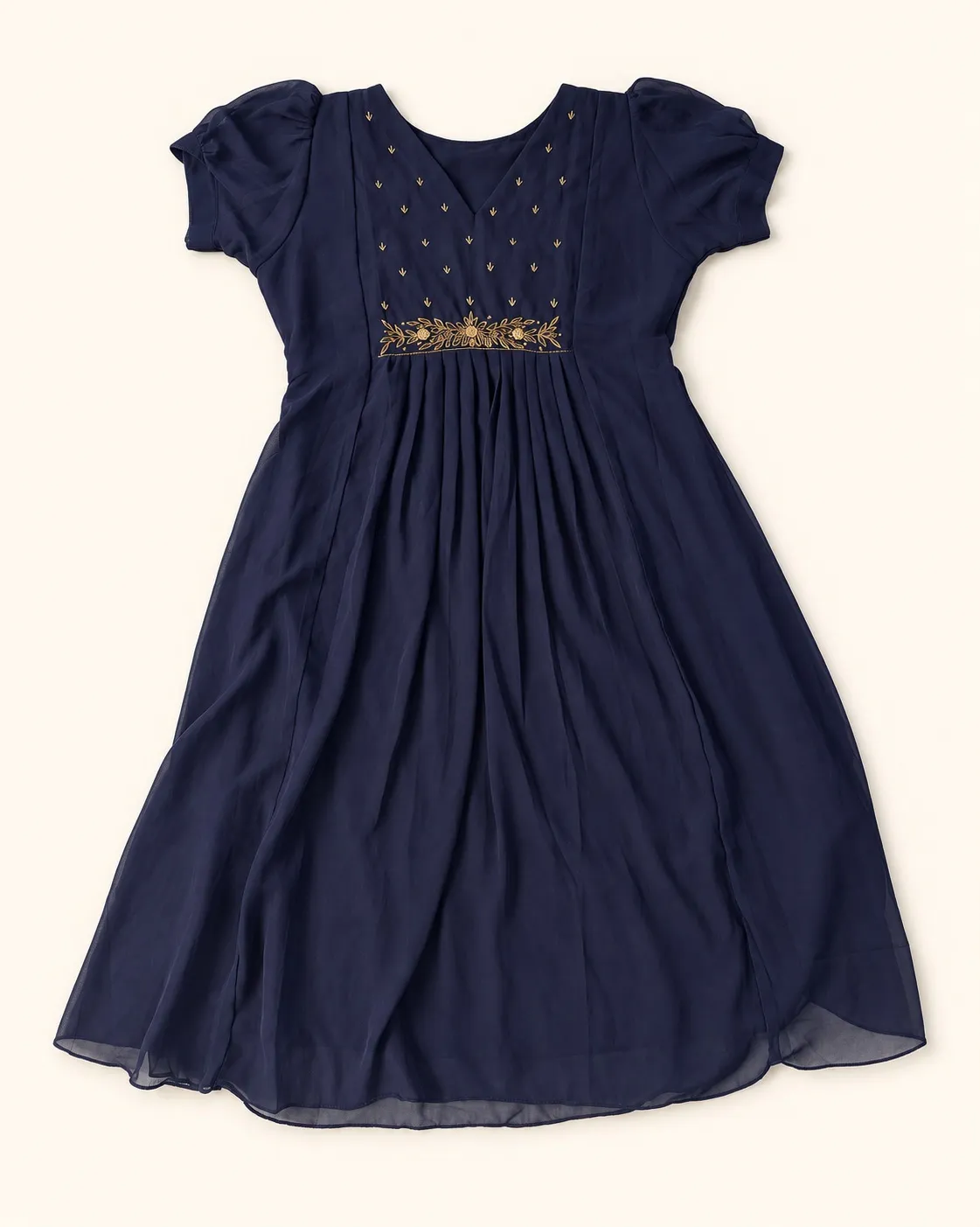 Navy Gathered Midi Kurti photo 2
