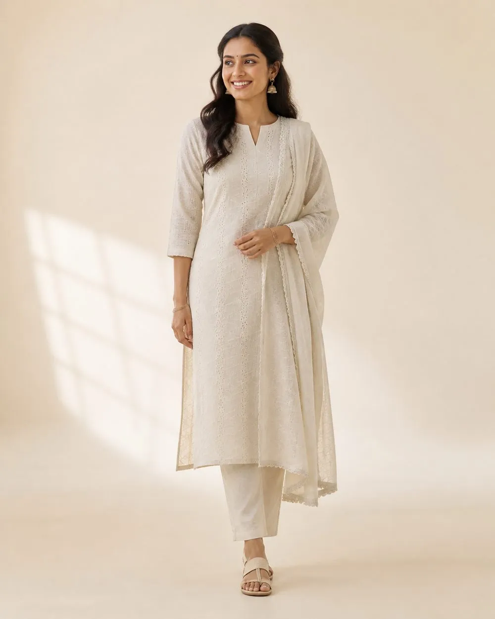 Pearl Embroidery Churidar Fabric photo 2
