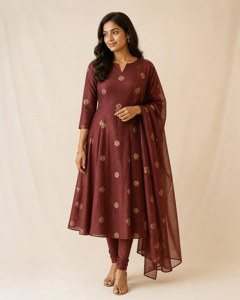 Golden Leaf Churidar Fabric photo 2