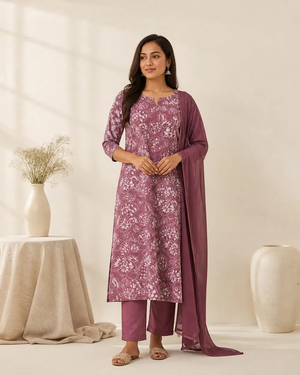 Heritage  Churidar Fabric - Dusty Mauve photo 2