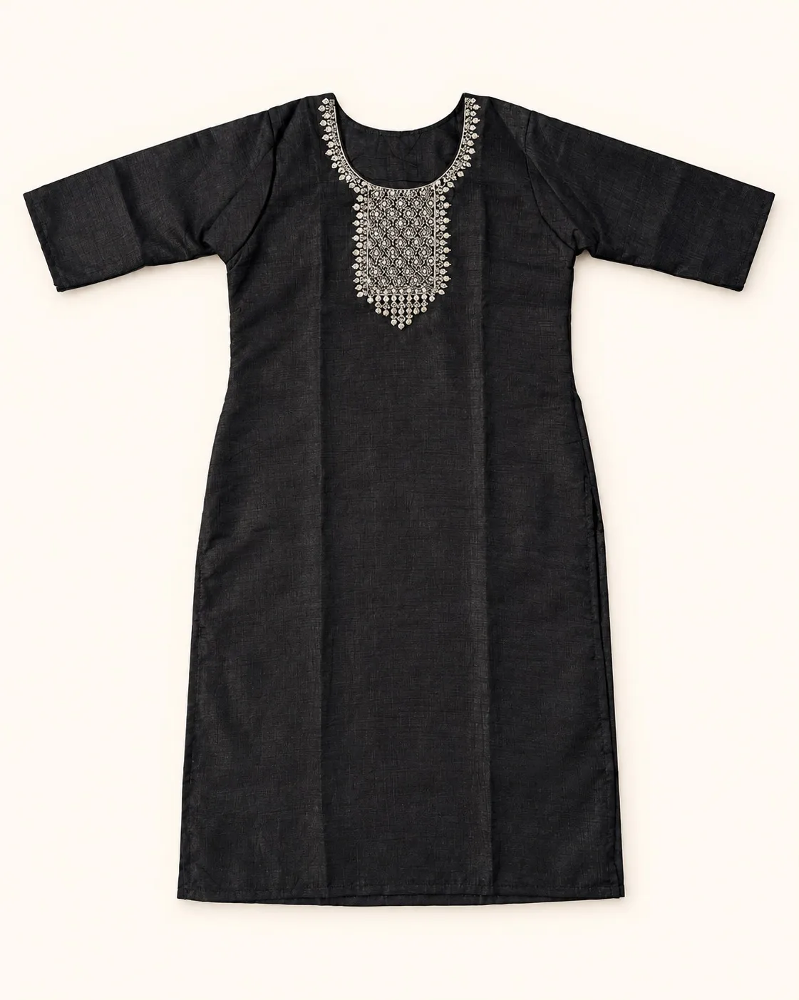 Charcoal Embroidered Straight Kurti photo 2