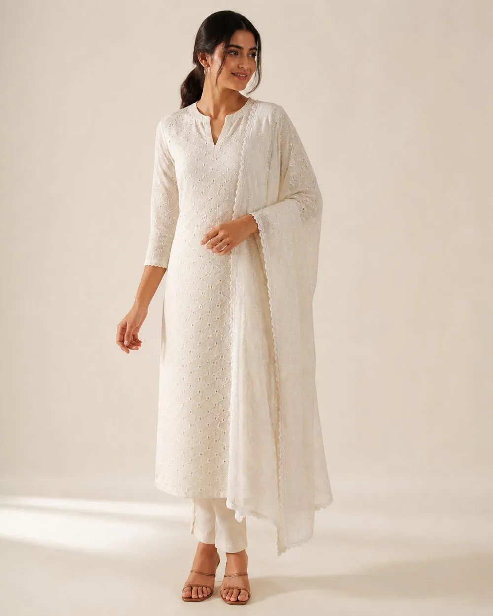Pearl Embroidery Churidar Fabric photo 2
