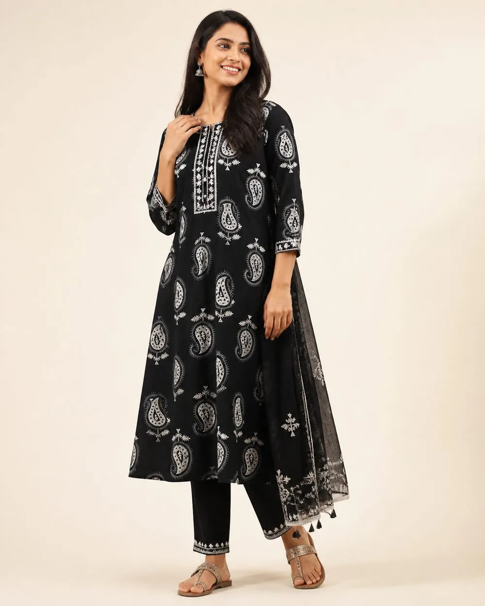 Heritage  Churidar Fabric - Black Ivory photo 2