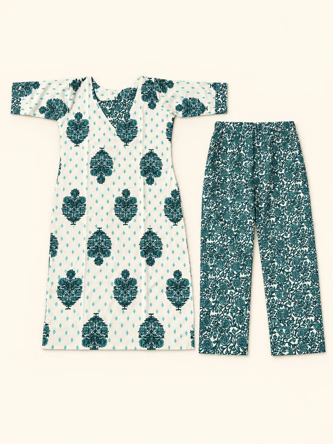 Ivory Teal Heritage Co-ord Set photo 2