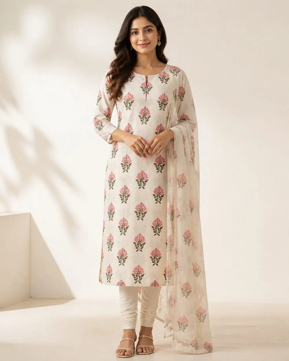 Painted Petals Churidar Fabric photo 2
