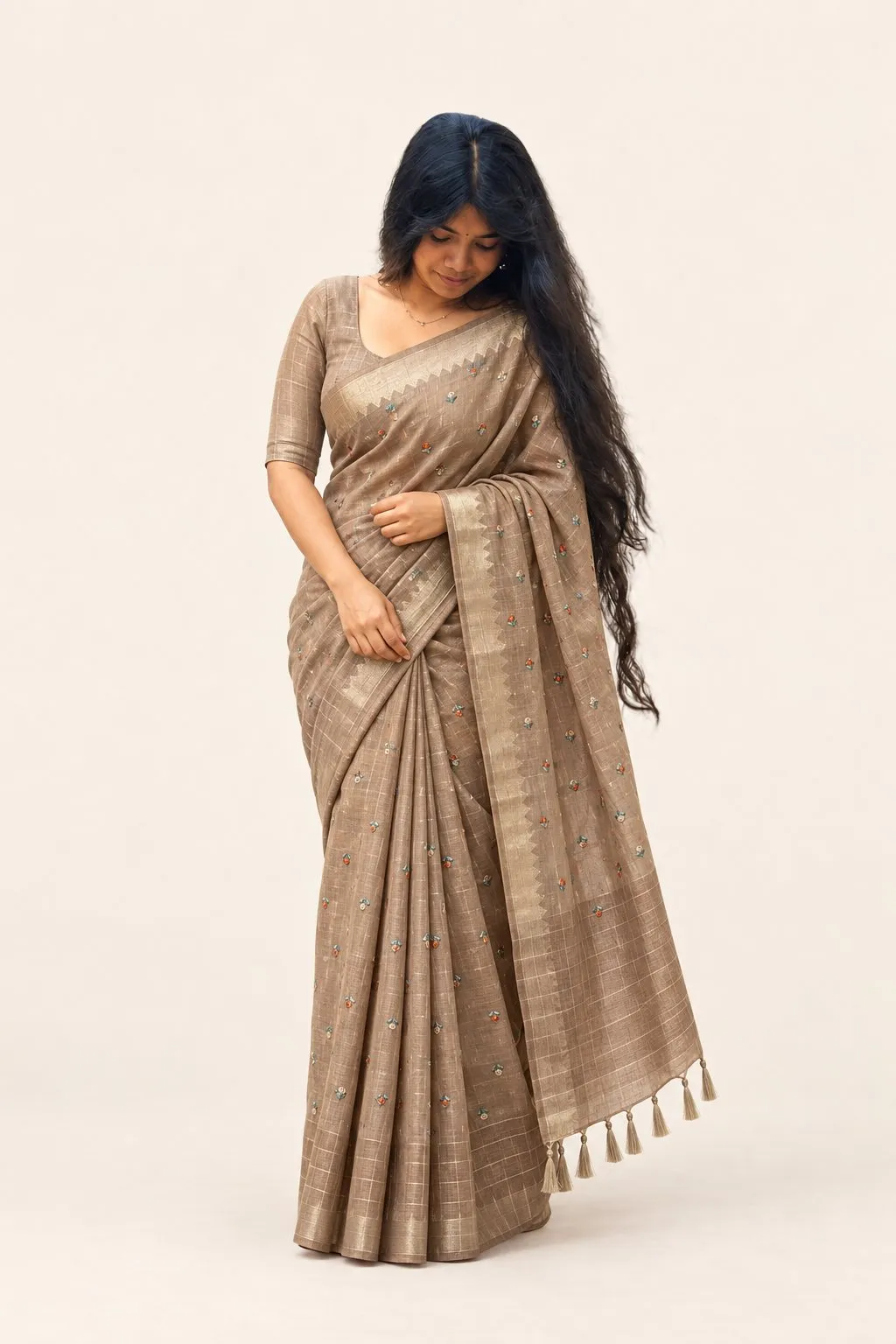Mocha Blossom Saree
