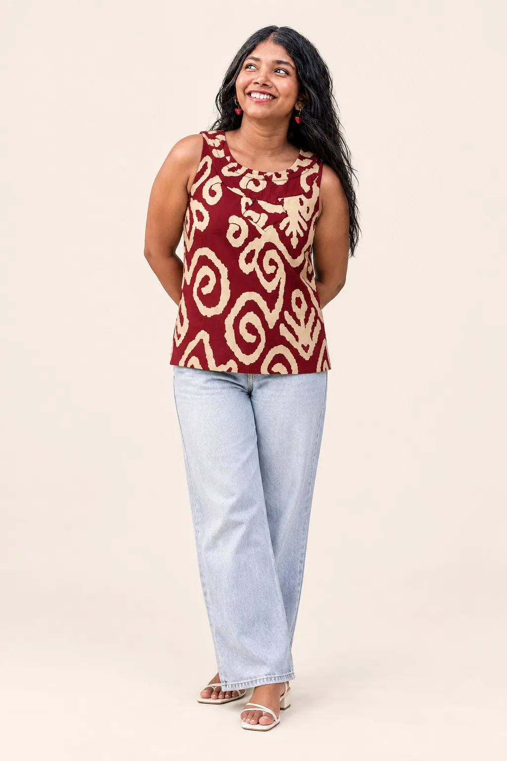 Wine Cream Swirl Top