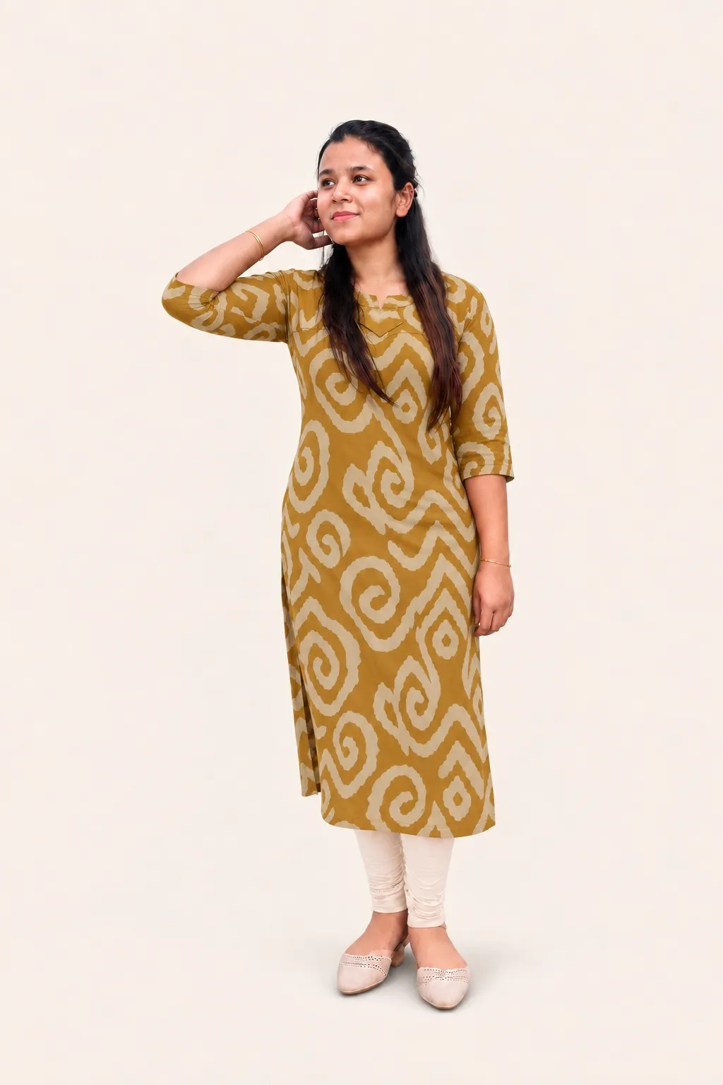 Mustard Cream Swirl Top