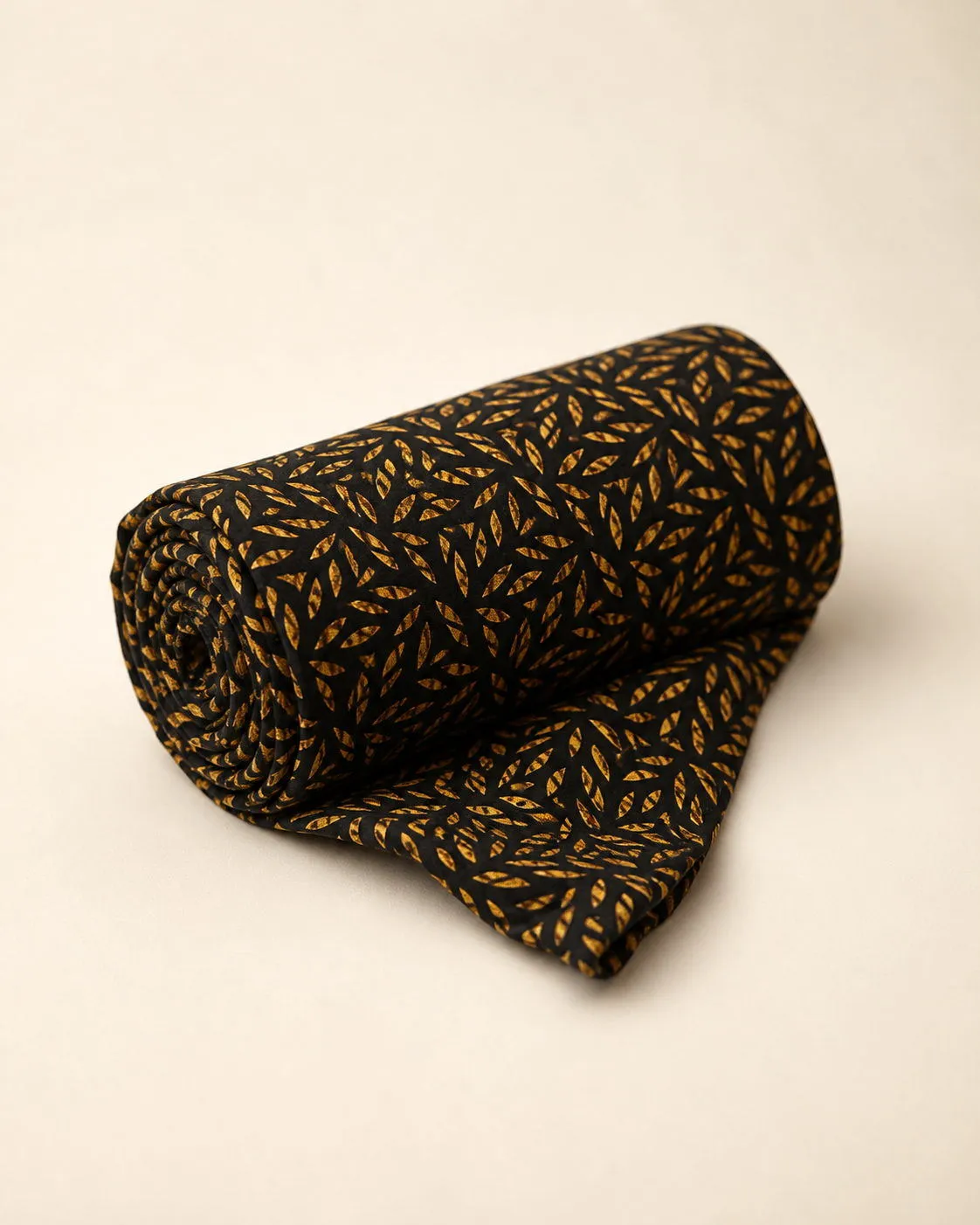 Midnight Mustard Leaf Nighty Fabric photo 2