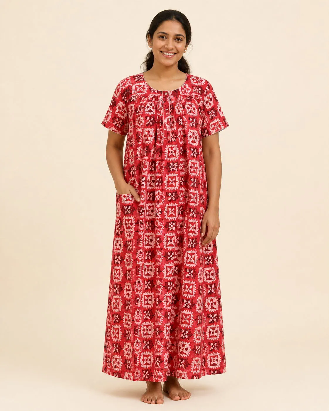Ruby Mosaic Nighty Fabric photo 3