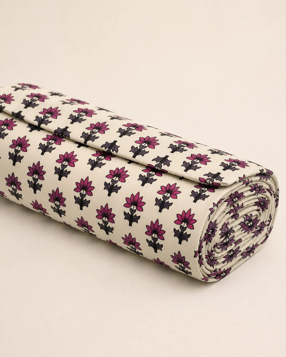 Plum Lotus Ivory Nighty Fabric photo 2