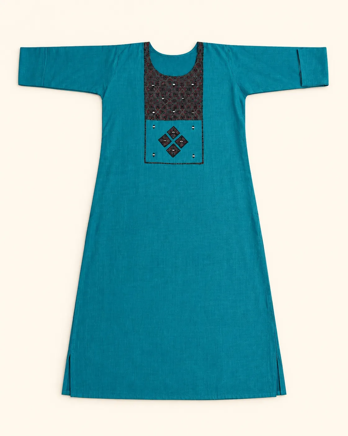 Teal Embroidered Straight Top photo 2